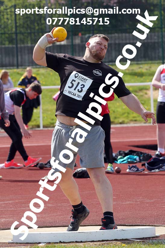 Shot putt, 2021 NECAA Middlesbrough Open Meting, Sunday, May 9th. Photo: David T. Hewitson/Sports for All Pics